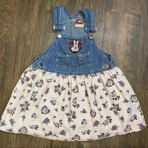 4T Vintage Minnie Mouse Embroidery Overall Dress